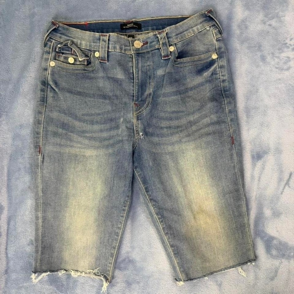 True religion Halle high rise super skinny‎ blue denim shorts Size 30